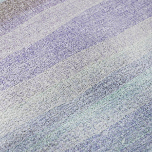 HomeRoots 9' X 12' Striped Lavender & Sky Blue Area Rug - Washable, Kid & Pet Friendly with UV Protection! 717595