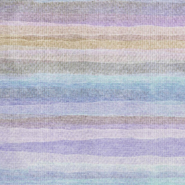 HomeRoots 10' X 14' Striped Area Rug in Lavender & Sky Blue - Washable, UV-Protected, Durable & Stylish! 717596