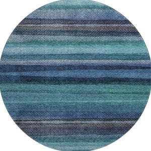 HomeRoots 8' X 10' Washable Teal & Navy Striped Area Rug with UV Protection – Durable, Stylish, Easy Care! 717600