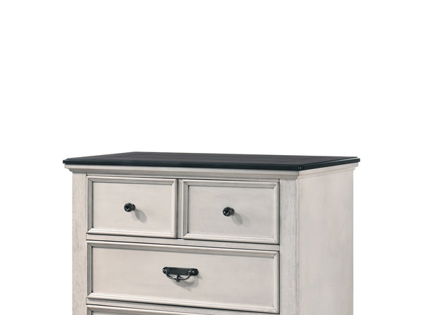 English Elm Beautiful Farmhouse Chest of Drawers with Vintage Molding and Black Nickel Hardware for Elegant Storage Beige 38.25 L x 20.2 W x 47.5 H B011P228556