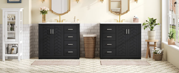 English Elm 72'' Bathroom Vanity Set With Soft-Close Drawers, Elegant Ceramic Sink & Ample Storage Solutions N710SS00013B