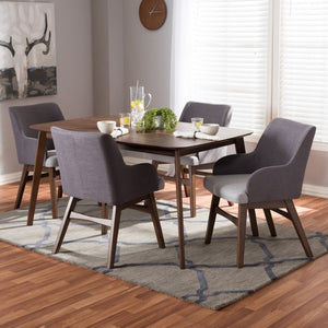 Baxton Studio Baxton Studio 5-Piece Mid-Century Modern Dining Set with Upholstered Armchairs for Stylish Comfort Monte Rectangular Monte-Dark Grey-5PC Dining Set