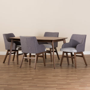 Baxton Studio Baxton Studio 5-Piece Mid-Century Modern Dining Set with Upholstered Armchairs for Stylish Comfort Monte Rectangular Monte-Dark Grey-5PC Dining Set