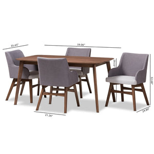 Baxton Studio Baxton Studio 5-Piece Mid-Century Modern Dining Set with Upholstered Armchairs for Stylish Comfort Monte Rectangular Monte-Dark Grey-5PC Dining Set