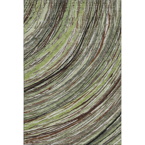 HomeRoots 8' Sage and Ivory Abstract Round Rug - Washable, UV Protected, Durable with Modern Style & Comfort 717605