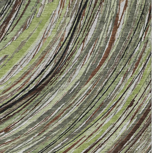HomeRoots 8' Sage and Ivory Abstract Round Rug - Washable, UV Protected, Durable with Modern Style & Comfort 717605