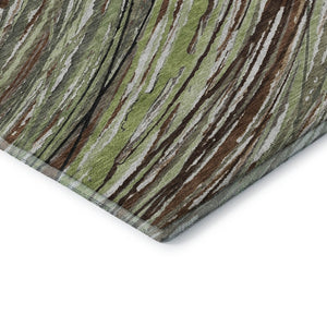 HomeRoots 8' Sage and Ivory Abstract Round Rug - Washable, UV Protected, Durable with Modern Style & Comfort 717605