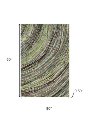 HomeRoots 8' Sage and Ivory Abstract Round Rug - Washable, UV Protected, Durable with Modern Style & Comfort 717605