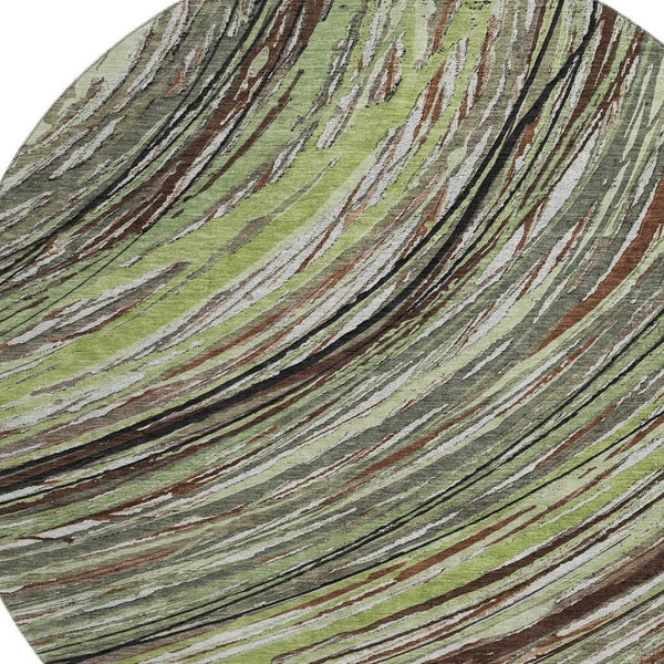 HomeRoots 8' X 10' Sage and Ivory Abstract Area Rug – Stylish, Washable, UV-Protected, Non-Slip for Modern Homes 717606
