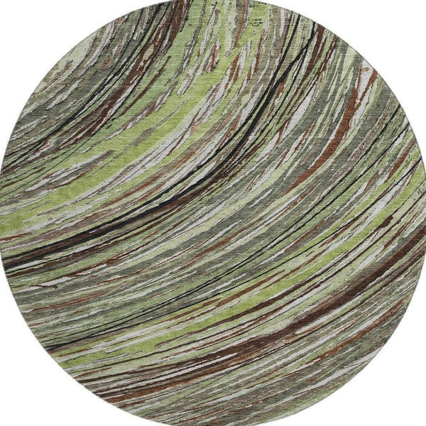 HomeRoots 8' X 10' Sage and Ivory Abstract Area Rug – Stylish, Washable, UV-Protected, Non-Slip for Modern Homes 717606
