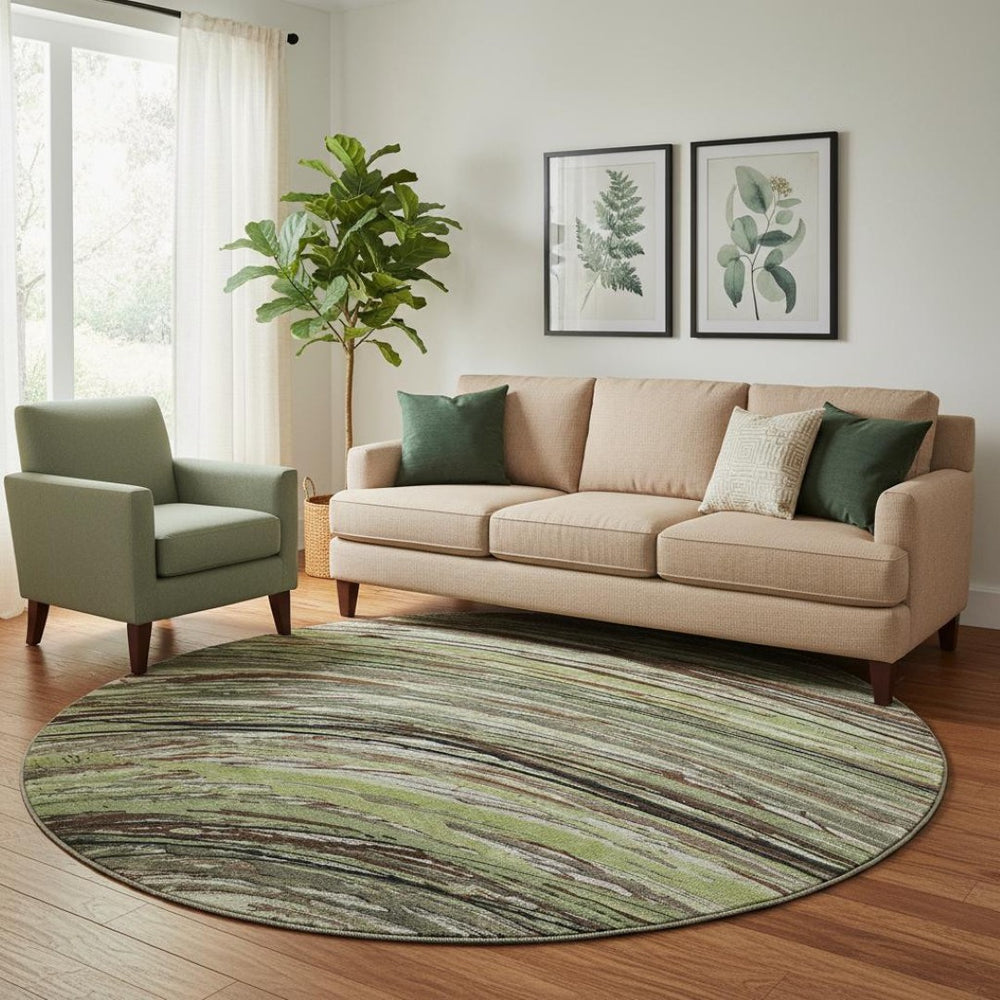 HomeRoots 8' X 10' Sage and Ivory Abstract Area Rug – Stylish, Washable, UV-Protected, Non-Slip for Modern Homes 717606