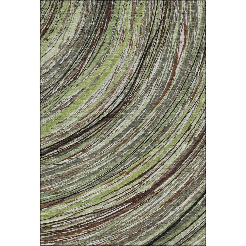 HomeRoots 9' X 12' Sage and Ivory Abstract Area Rug - Washable, UV Protected, Stylish for Busy Homes & Pets 717607