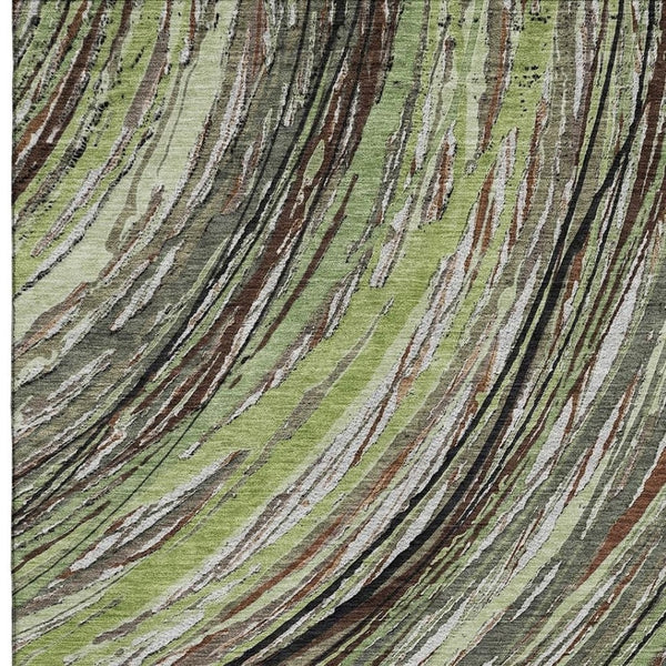 HomeRoots 9' X 12' Sage and Ivory Abstract Area Rug - Washable, UV Protected, Stylish for Busy Homes & Pets 717607
