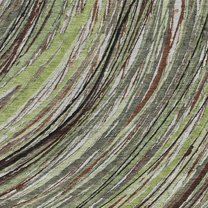 HomeRoots 10' X 14' Sage And Ivory Abstract Area Rug - Washable, UV-Protected for High-Traffic Spaces & Style 717608