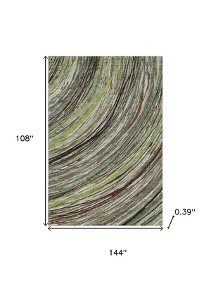 HomeRoots 10' X 14' Sage And Ivory Abstract Area Rug - Washable, UV-Protected for High-Traffic Spaces & Style 717608
