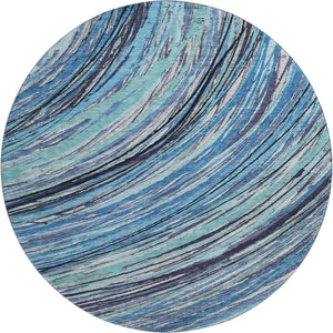 HomeRoots 8' X 10' Blue And Ivory Abstract Area Rug – Stylish, Washable, UV-Protected, Durable for Busy Homes 717612