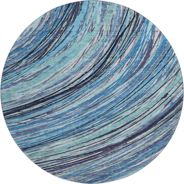 HomeRoots 8' X 10' Blue And Ivory Abstract Area Rug – Stylish, Washable, UV-Protected, Durable for Busy Homes 717612