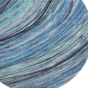 HomeRoots 8' X 10' Blue And Ivory Abstract Area Rug – Stylish, Washable, UV-Protected, Durable for Busy Homes 717612