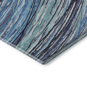 HomeRoots 8' X 10' Blue And Ivory Abstract Area Rug – Stylish, Washable, UV-Protected, Durable for Busy Homes 717612