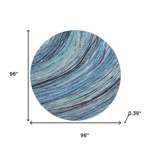 HomeRoots 8' X 10' Blue And Ivory Abstract Area Rug – Stylish, Washable, UV-Protected, Durable for Busy Homes 717612