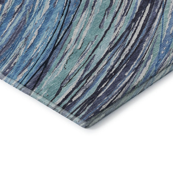 HomeRoots 9' X 12' Blue and Ivory Abstract Area Rug - Machine Washable, Stain Resistant, UV Protection for Homes 717613