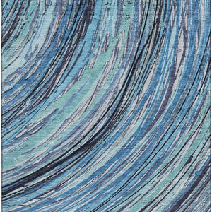 HomeRoots 9' X 12' Blue and Ivory Abstract Area Rug - Machine Washable, Stain Resistant, UV Protection for Homes 717613