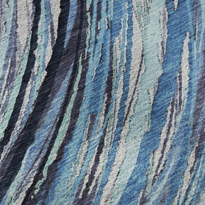 HomeRoots 9' X 12' Blue and Ivory Abstract Area Rug - Machine Washable, Stain Resistant, UV Protection for Homes 717613