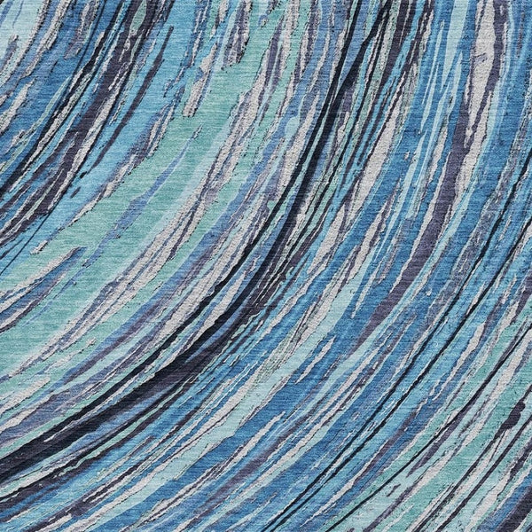 HomeRoots 10' Blue and Ivory Abstract Washable Area Rug - Durable, Stain Resistant, UV Protected for Homes! 717614