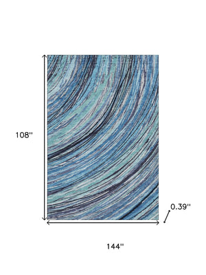 HomeRoots 10' Blue and Ivory Abstract Washable Area Rug - Durable, Stain Resistant, UV Protected for Homes! 717614