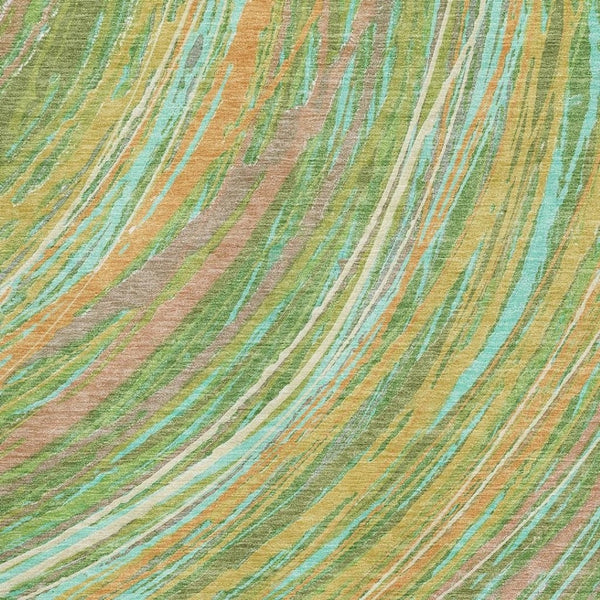 HomeRoots 5' X 8' Abstract Green and Peach Washable Area Rug - UV Protected, Stain Resistant, Pet-Friendly Design 717616
