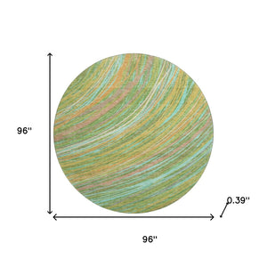 HomeRoots 8' X 10' Washable Abstract Area Rug in Green & Peach - UV Protected, Durable, Non-Slip Design for Homes 717618