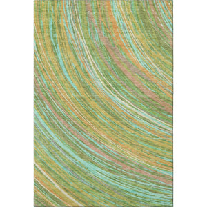 HomeRoots 9' X 12' Green and Peach Abstract Area Rug - Durable, Washable, UV-Protected for Modern Spaces 717619
