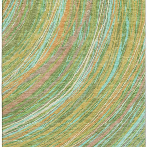 HomeRoots 10' X 14' Green and Peach Abstract Area Rug - Washable, UV-Protected, Soft & Durable for High Traffic Spaces 717620