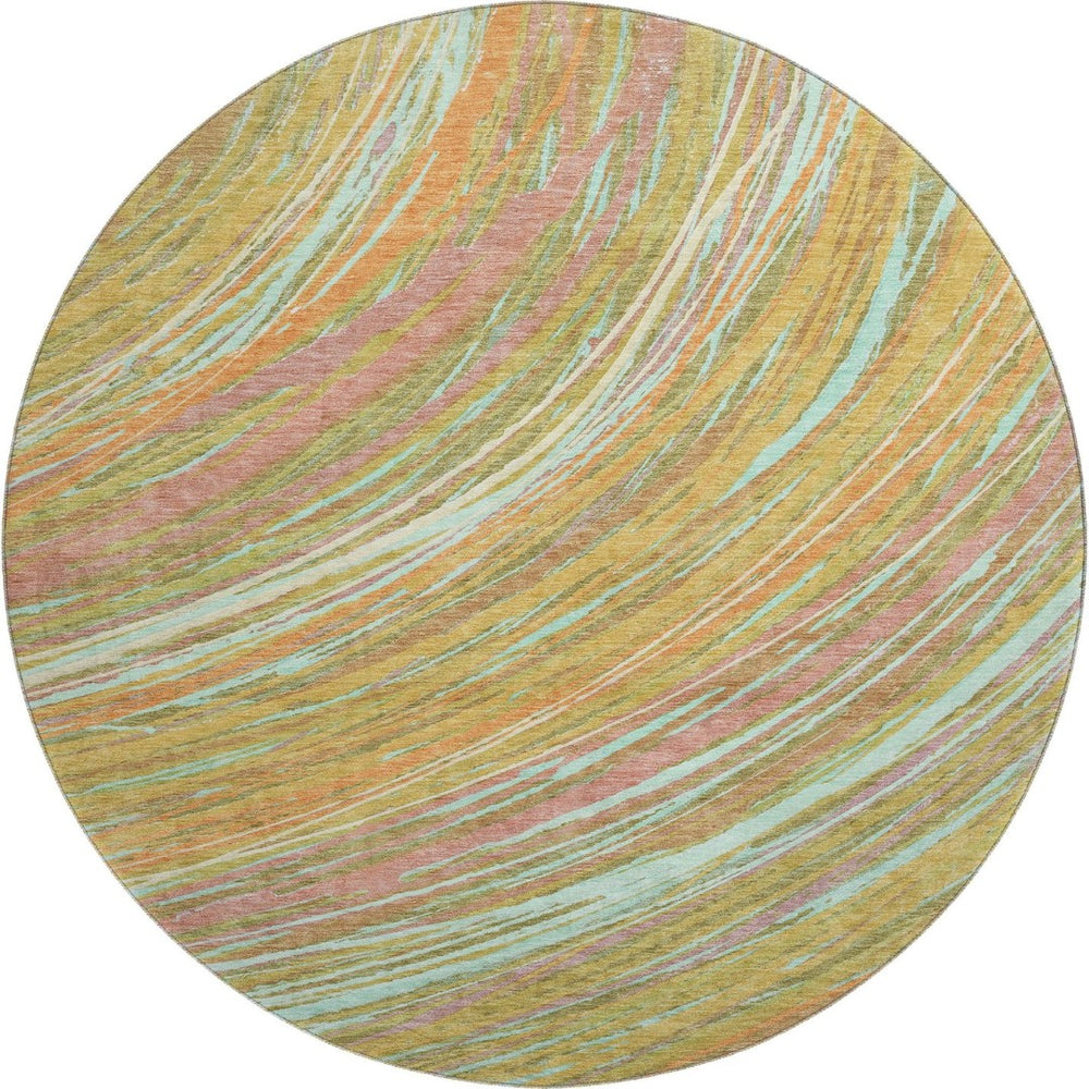HomeRoots 8' X 10' Gold and Copper Abstract Washable Area Rug – Stylish, Durable, UV-Resistant for Modern Homes 717624