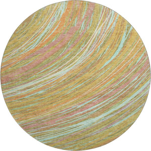 HomeRoots 8' X 10' Gold and Copper Abstract Washable Area Rug – Stylish, Durable, UV-Resistant for Modern Homes 717624