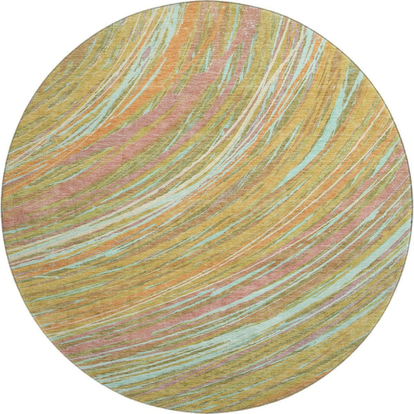 HomeRoots 8' X 10' Gold and Copper Abstract Washable Area Rug – Stylish, Durable, UV-Resistant for Modern Homes 717624