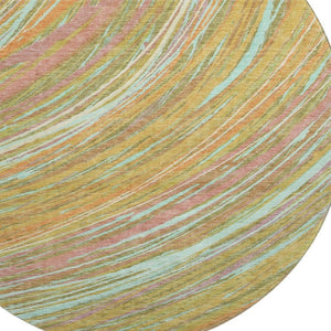 HomeRoots 8' X 10' Gold and Copper Abstract Washable Area Rug – Stylish, Durable, UV-Resistant for Modern Homes 717624