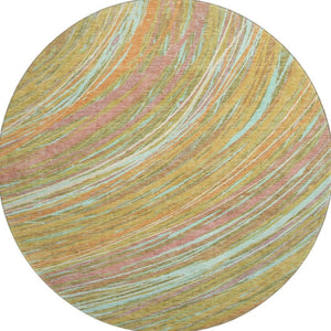 HomeRoots 8' X 10' Gold and Copper Abstract Washable Area Rug – Stylish, Durable, UV-Resistant for Modern Homes 717624