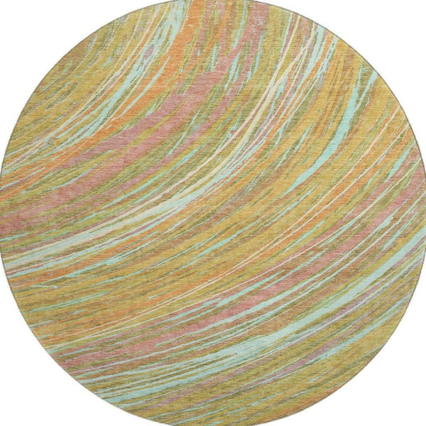 HomeRoots 8' X 10' Gold and Copper Abstract Washable Area Rug – Stylish, Durable, UV-Resistant for Modern Homes 717624