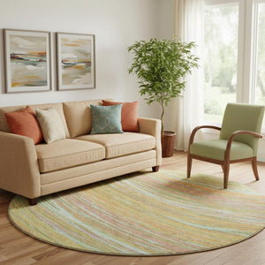 HomeRoots 8' X 10' Gold and Copper Abstract Washable Area Rug – Stylish, Durable, UV-Resistant for Modern Homes 717624