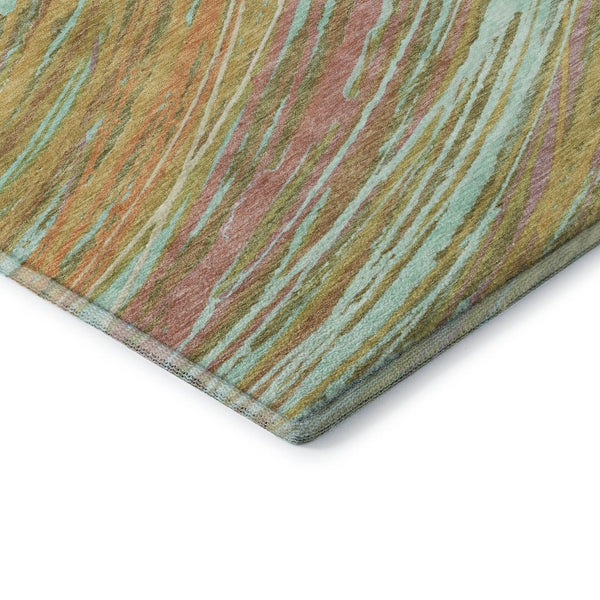 HomeRoots 9' X 12' Gold And Copper Abstract Area Rug - Washable, UV-Protected, Modern Design for Busy Homes 717625