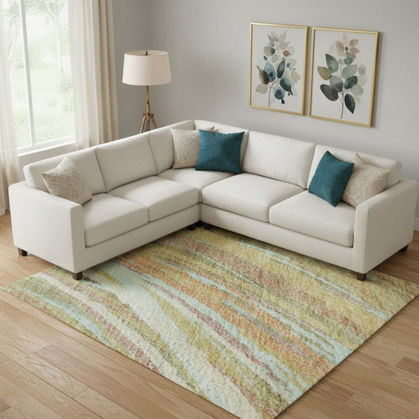 HomeRoots 9' X 12' Gold And Copper Abstract Area Rug - Washable, UV-Protected, Modern Design for Busy Homes 717625