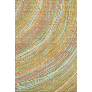 HomeRoots 10' Gold and Copper Abstract Washable Area Rug - UV Protection, Stain Resistant, Perfect for Living Spaces 717626