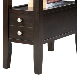 English Elm 24" Tall Wooden Side Table With 2 Drawers, Traditional Espresso Finish, Stylish Storage Solution B072115841