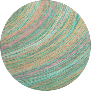 HomeRoots 8' X 10' Teal and Pink Abstract Area Rug - Washable, UV-Protected, Durable for Modern Homes 717630