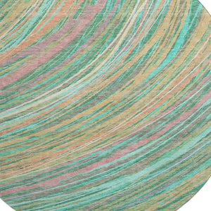 HomeRoots 8' X 10' Teal and Pink Abstract Area Rug - Washable, UV-Protected, Durable for Modern Homes 717630
