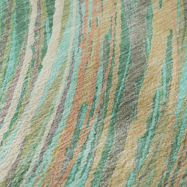 HomeRoots 10' X 14' Teal & Pink Abstract Area Rug - Washable, UV Protected, Durable for Modern Living Spaces 717632