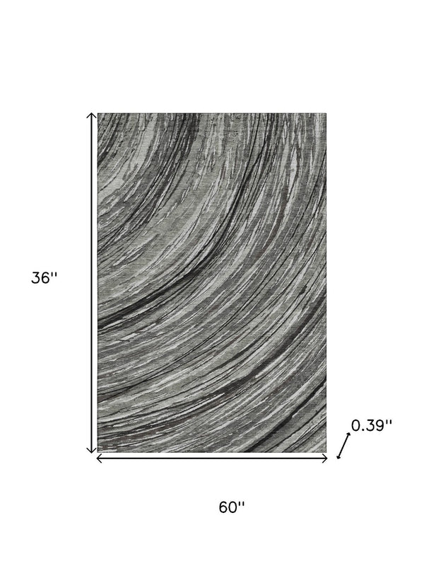 HomeRoots 5' X 8' Taupe and Gray Abstract Area Rug – Washable, UV Protected, Durable Design for Homes with Kids & Pets 717634
