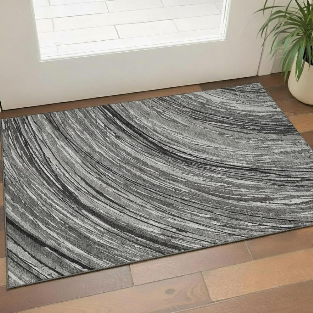HomeRoots 5' X 8' Taupe and Gray Abstract Area Rug – Washable, UV Protected, Durable Design for Homes with Kids & Pets 717634