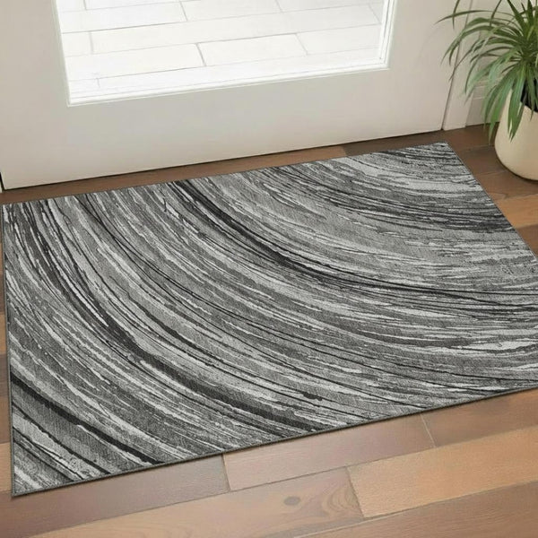 HomeRoots 5' X 8' Taupe and Gray Abstract Area Rug – Washable, UV Protected, Durable Design for Homes with Kids & Pets 717634